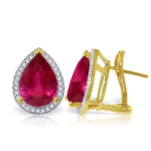 GOLD FRENCH CLIPS EARRING WITH DIAMONDS & RUBIES
